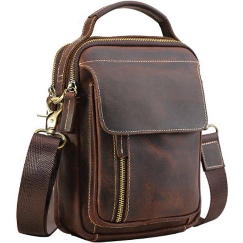 Crossbody Messenger Bag Miesten Nahkainen Pieni