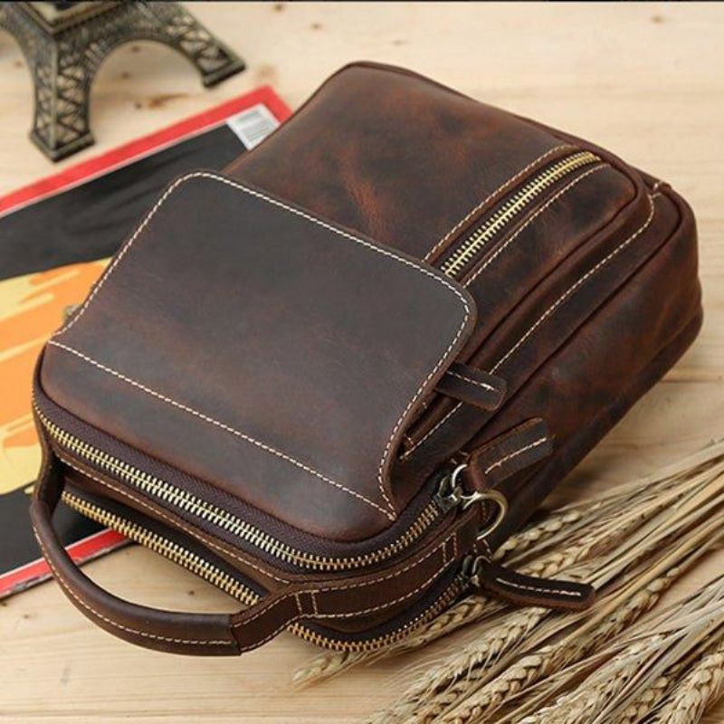 Crossbody Messenger Bag Miesten Nahkainen Pieni