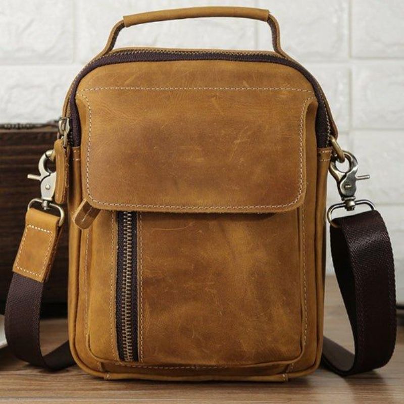 Crossbody Messenger Bag Miesten Nahkainen Pieni