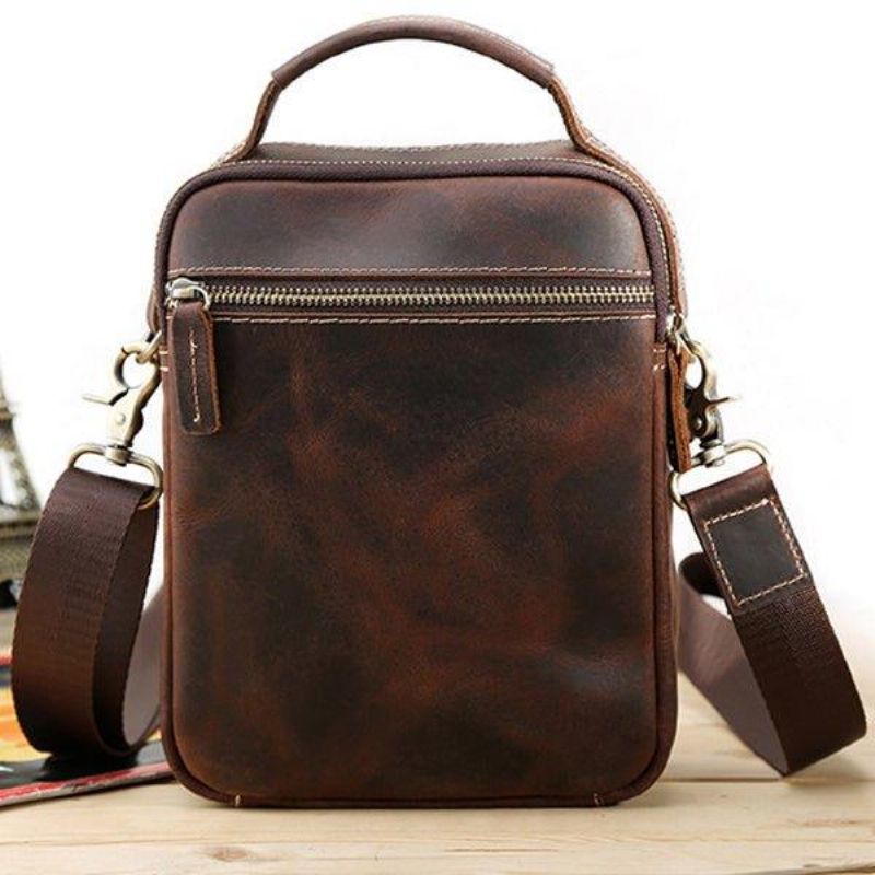 Crossbody Messenger Bag Miesten Nahkainen Pieni