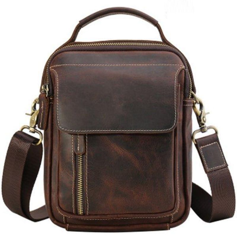 Crossbody Messenger Bag Miesten Nahkainen Pieni