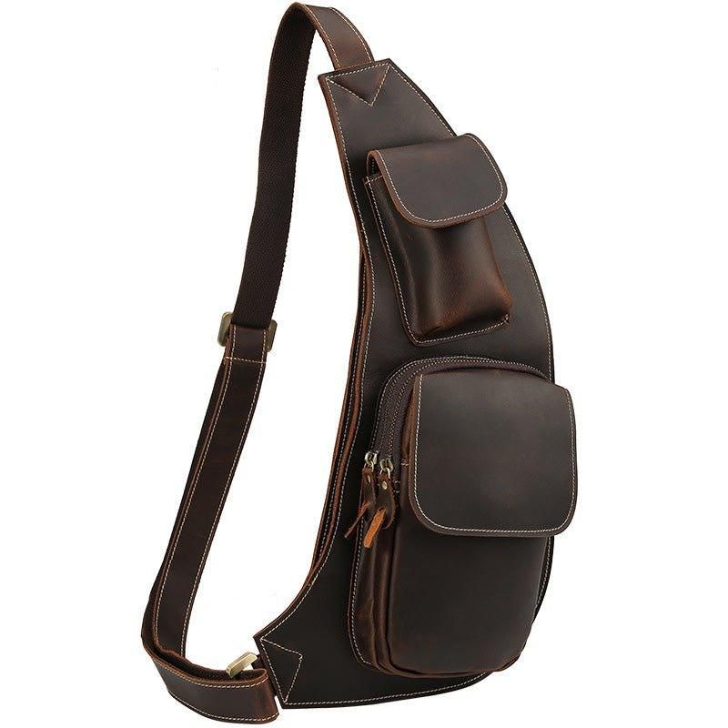 Crossbody Sling Bag Miesten Crazy Horse -nahkaa