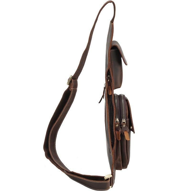 Crossbody Sling Bag Miesten Crazy Horse -nahkaa