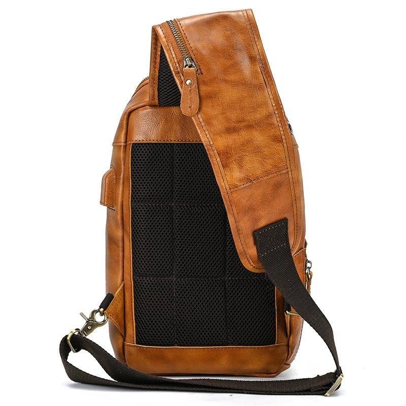 Lehmännahkainen Cross Body Sling -laukku Usb-portilla