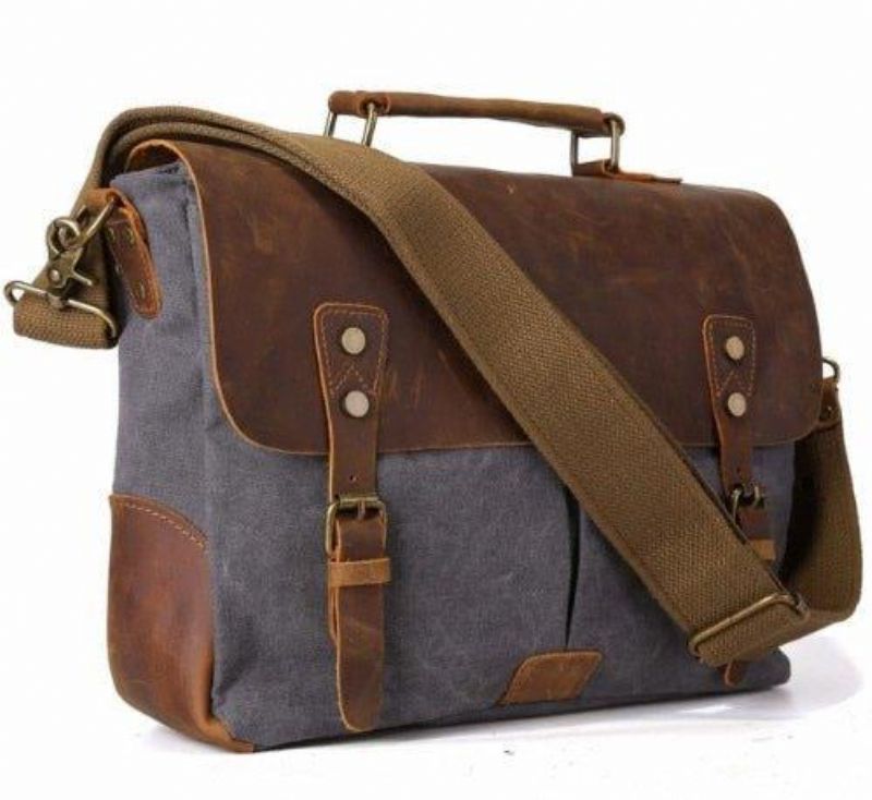 Messenger Laukku Vintage Canvas Leather