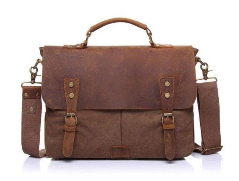 Messenger Laukku Vintage Canvas Leather