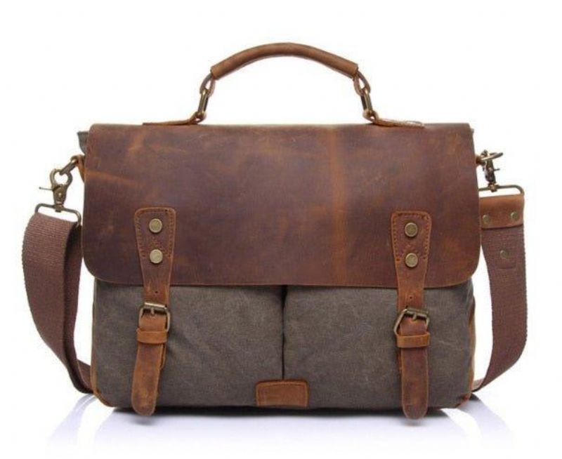 Messenger Laukku Vintage Canvas Leather