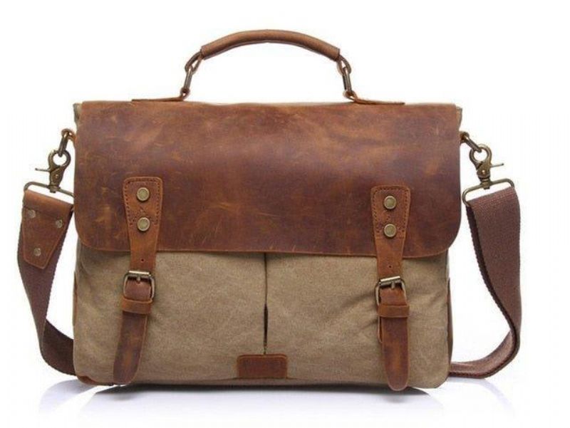 Messenger Laukku Vintage Canvas Leather