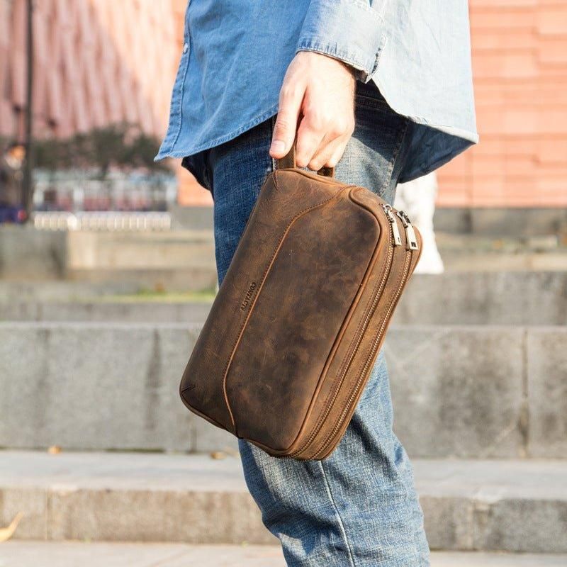 Miesten Nahkainen Dopp Kit -laukku