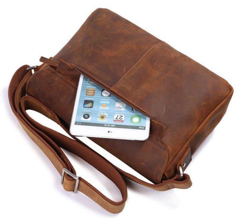 Miesten Vintage Nahkainen Crossbody Messenger Bag