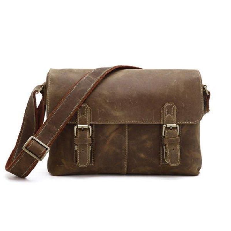 Miesten Vintage Nahkainen Crossbody Messenger Bag