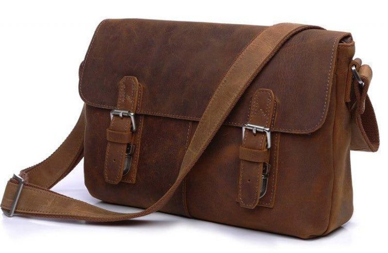 Miesten Vintage Nahkainen Crossbody Messenger Bag