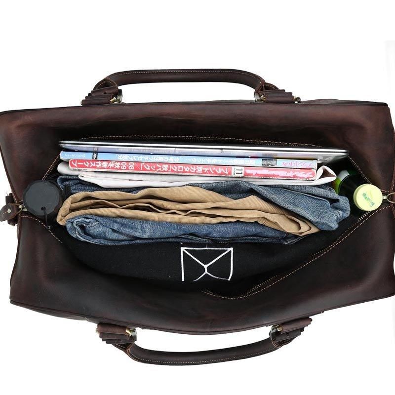 Miesten Vintage-nahkainen Duffel-matkaviikonloppulaukku