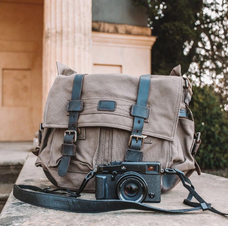 Nahkainen Canvas-kameralaukku Vintage Messenger Bag