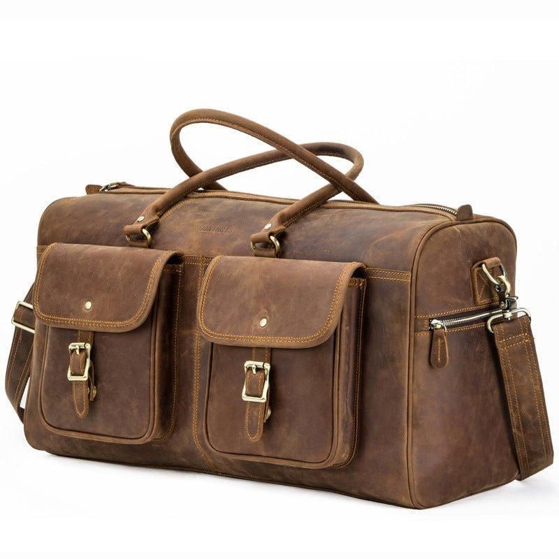 Ruskea Nahkainen Duffle Bag Vintage