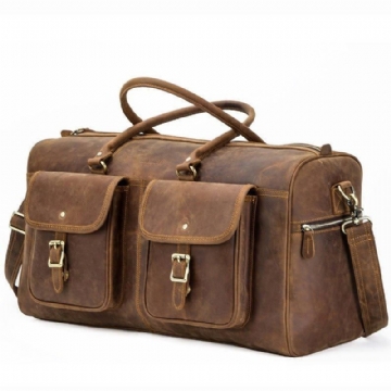 Ruskea Nahkainen Duffle Bag Vintage