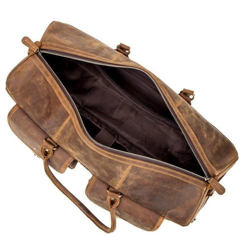 Ruskea Nahkainen Duffle Bag Vintage