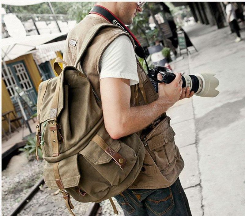 Sotilaatyylinen Canvas Dslr-kamerareppu