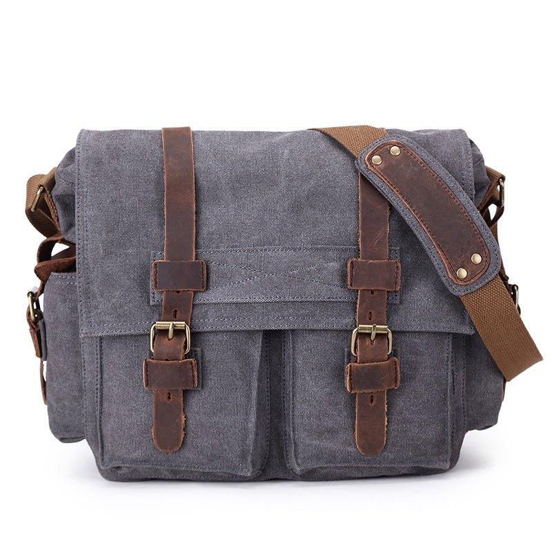 Vahattu Canvas Messenger Bag -kannettava Miehille