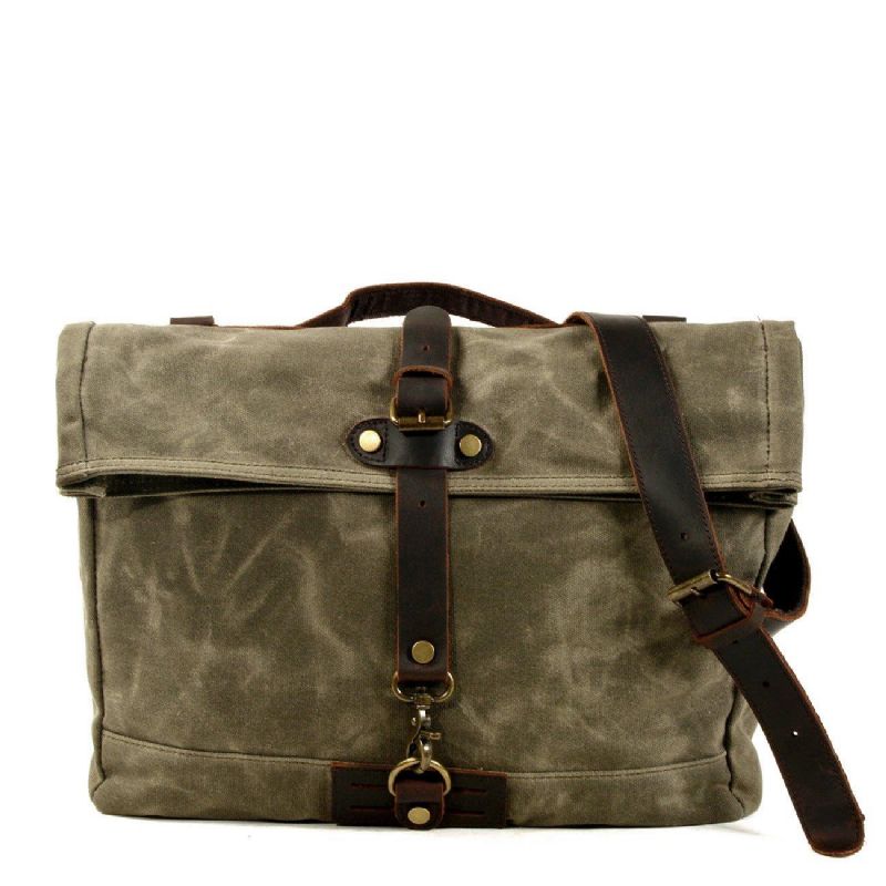 Vintage Canvas Messenger Bag Kannettava Tietokone Ja Motobags