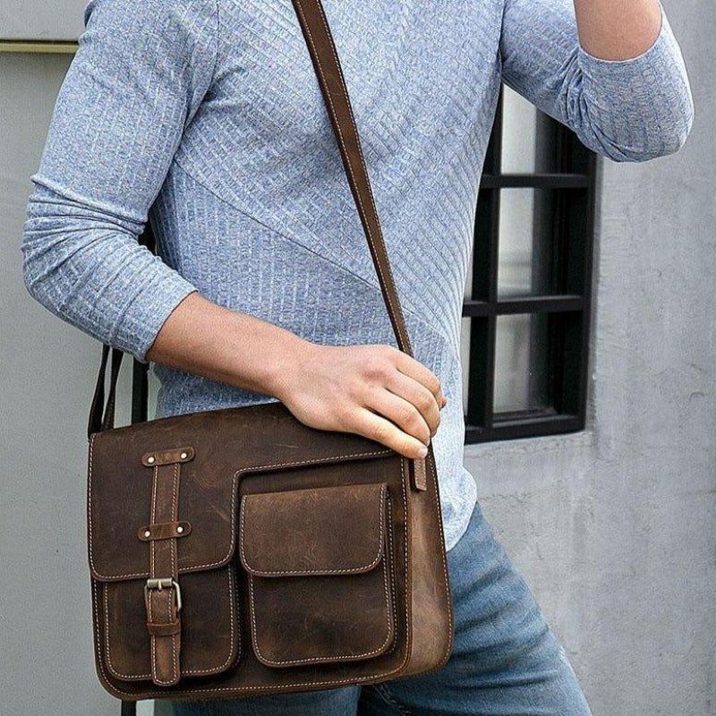 Vintage Messenger Bag Miesten Italialainen Nahka