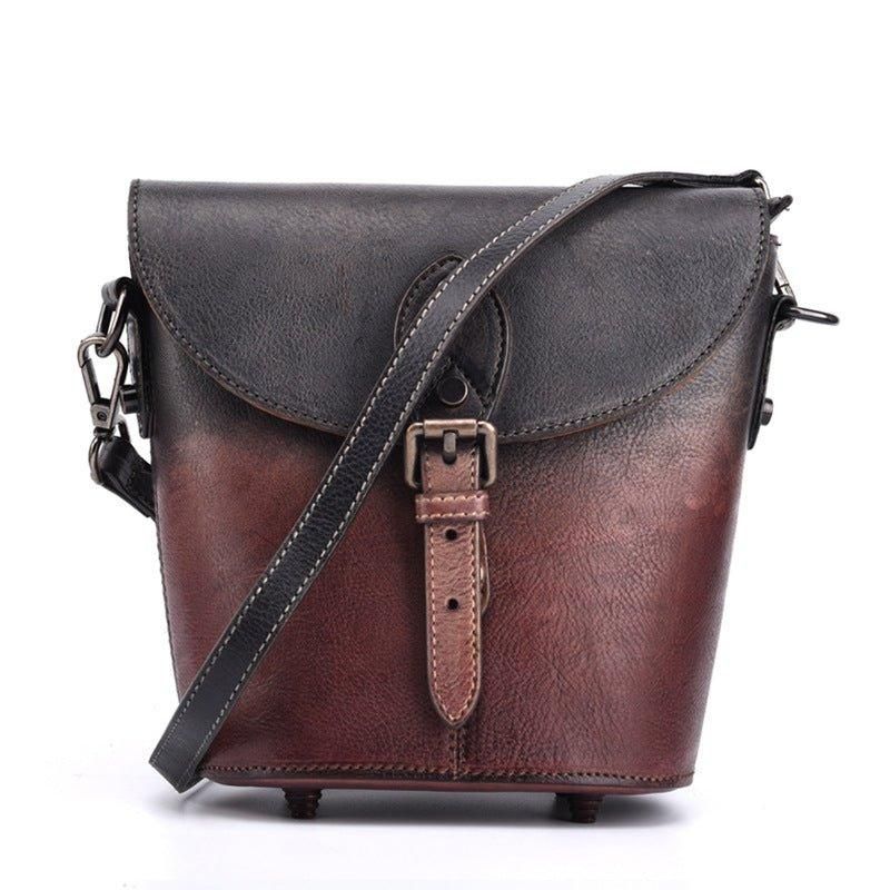 Vintage Nahkainen Mini Bucket Crossbody -laukku Naisille