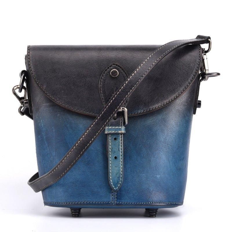 Vintage Nahkainen Mini Bucket Crossbody -laukku Naisille