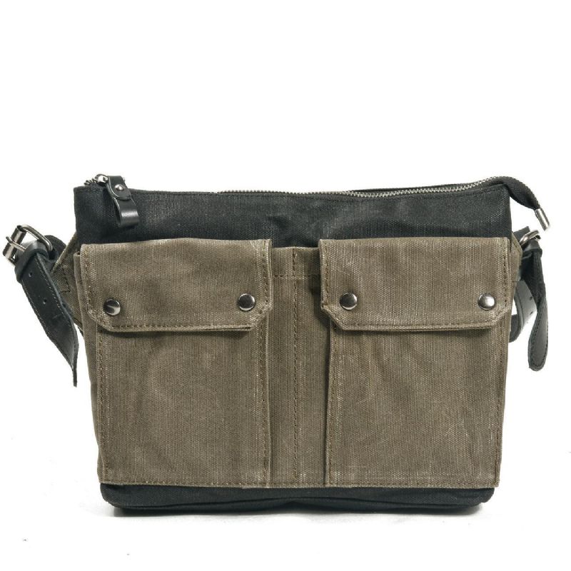 Vintage Wax Canvas Messenger Bag Colorblock